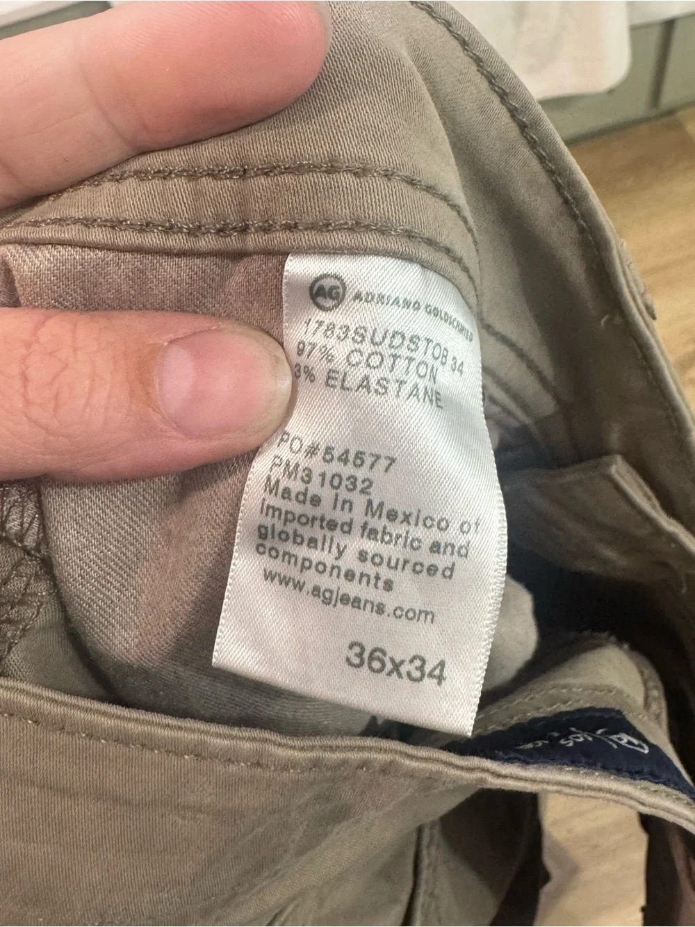 Ag Adriano Goldschmied Men's Taupe Chino Pants